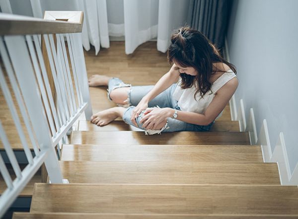 injured worker at home falling down stairs