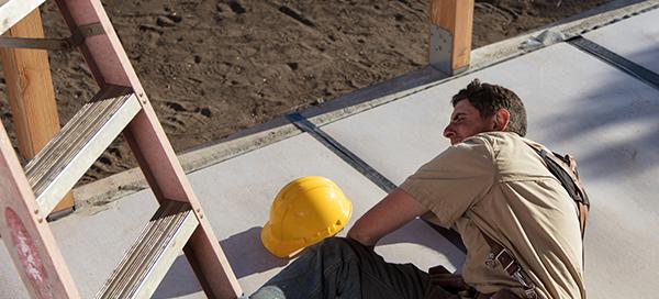 construction worker falling off ladder
